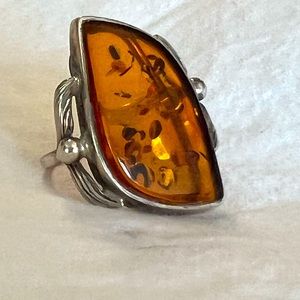 Vintage Amber Ring with Inclusions